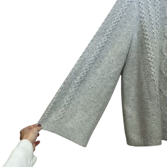 Carole Little Angora Cable Knit Sweater Fisherman Turtleneck Chunky - Picture 4 of 7